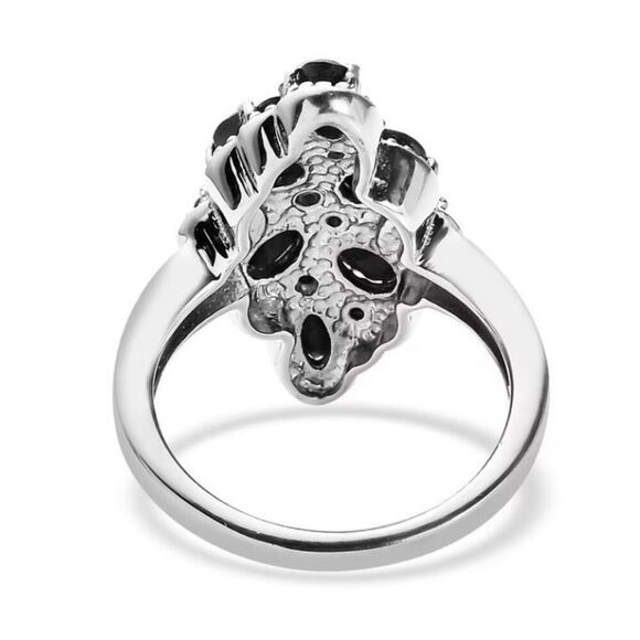 Thai Black Spinel and Simulated Black Diamond 2.80 ctw Ring in Stainless Steel 8 - Picture 5 of 6